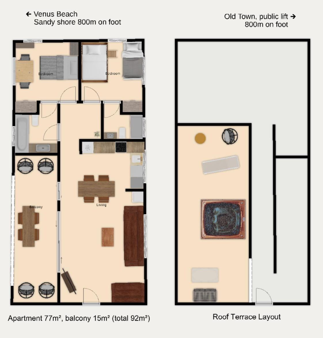 Othello With Pool, Balcony, Rooftop & 800 M To Sandy On Foot Apartamento